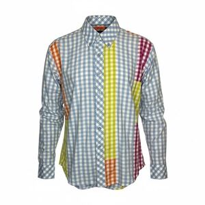 Marc Ecko Patchwork Gingham‎ Colorblock Button Down Oxford Shirt Men Size Medium
